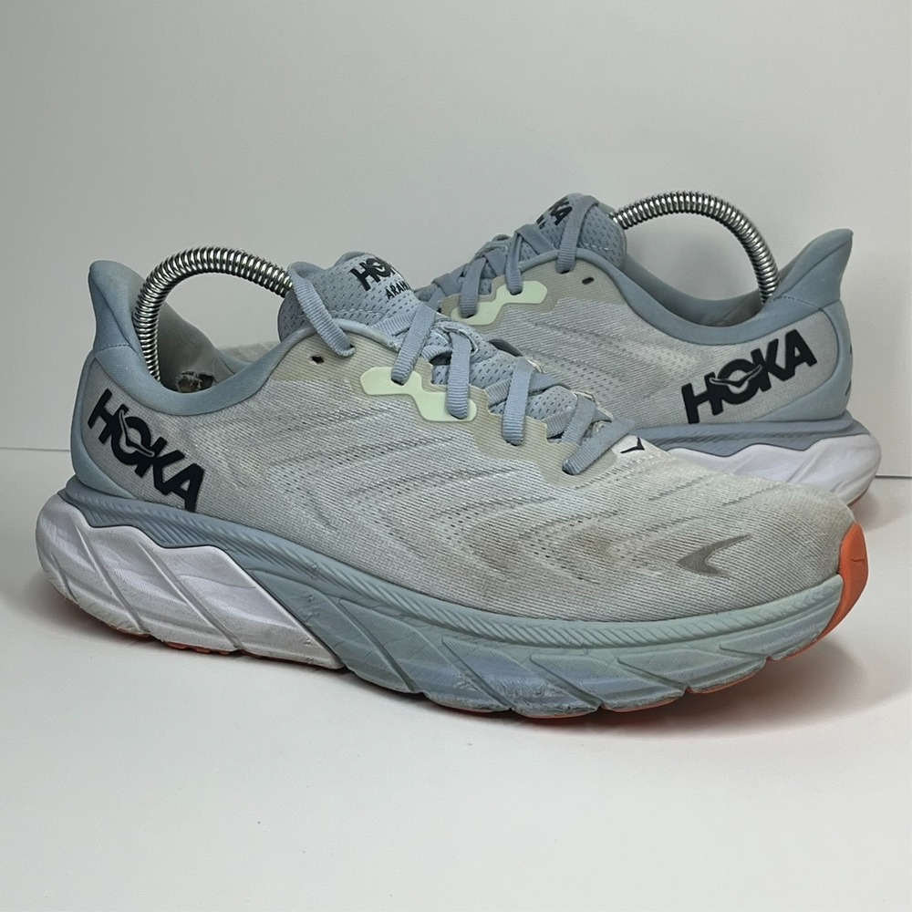 Hoka One One Arahi 6 Wide Shoes Women's 9D Gray White Running Cushioned Sneakers